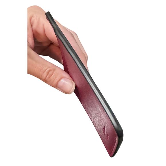 NWT Auth Salvatore Ferragamo Gancini Black Red Leather Card Case Holder - Picture 6 of 12